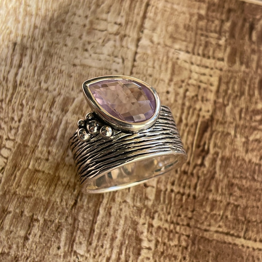 925 Sterling Silver Amethyst ring, stunning ring in pure silver size US 7,8,9 - Picture 8 of 8
